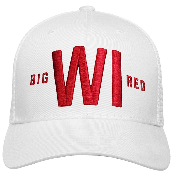 WI Big Red Port Authority® Flexfit® Mesh Back Cap